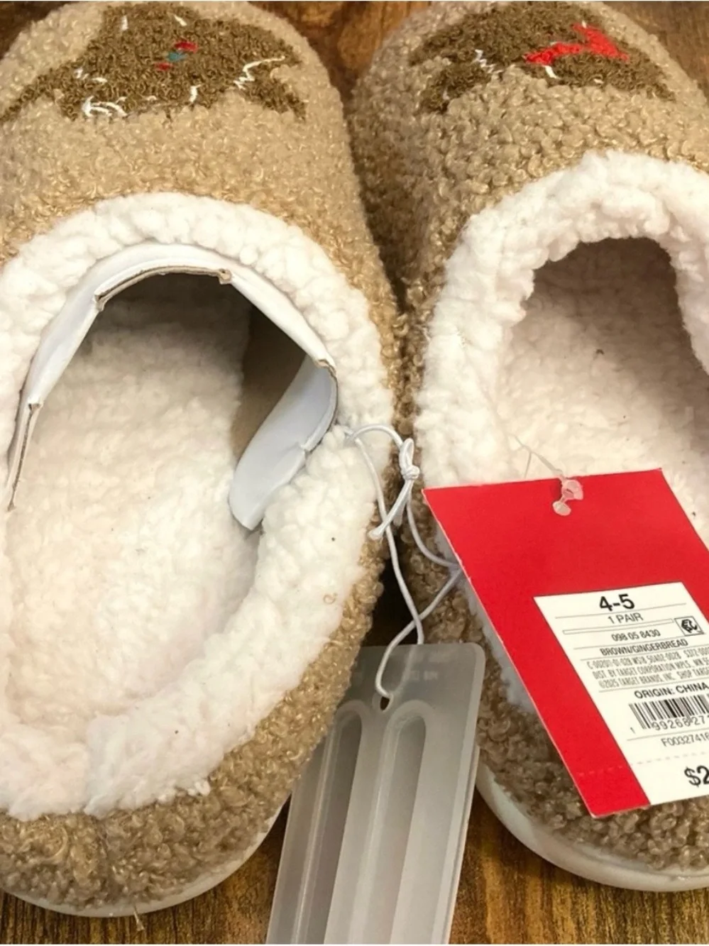 Kids' Gingerbread Scuff Slippers - Wondershop™ Camel  Size 4-5 New
